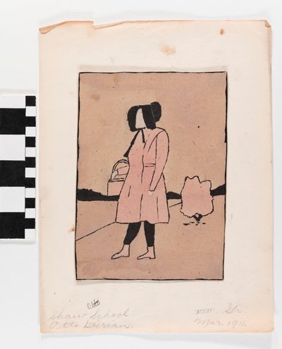 Girl Carrying Basket by Otto Burian